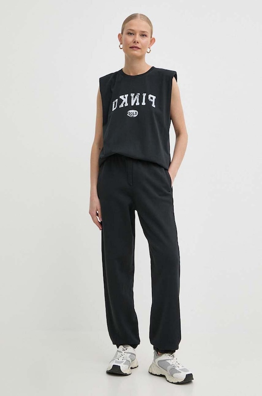 Pinko spodnie dresowe bawełniane 104270.A266 czarny SS24