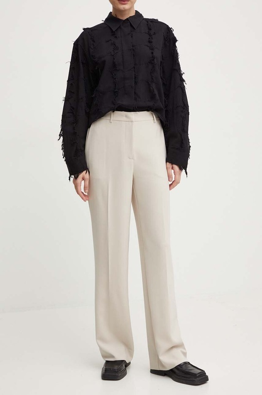 Bruuns Bazaar spodnie BrassicaBBEleza pants z elastanem beżowy BBW3304
