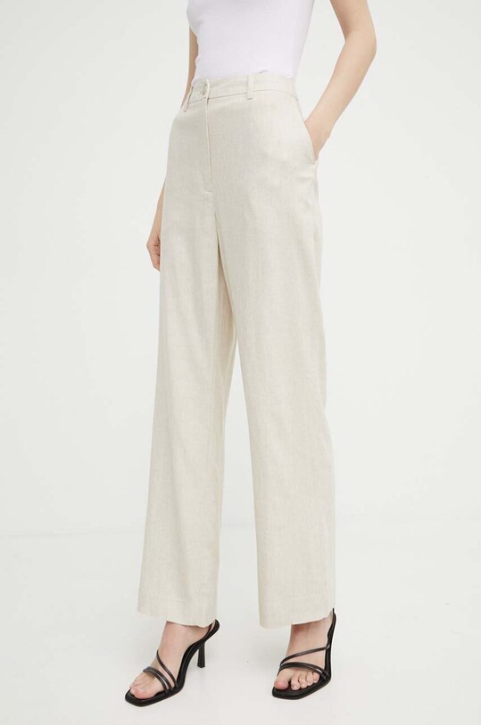 Bruuns Bazaar pantaloni din amestec de in OxalisBBMadalena BBW3937 bej SS24