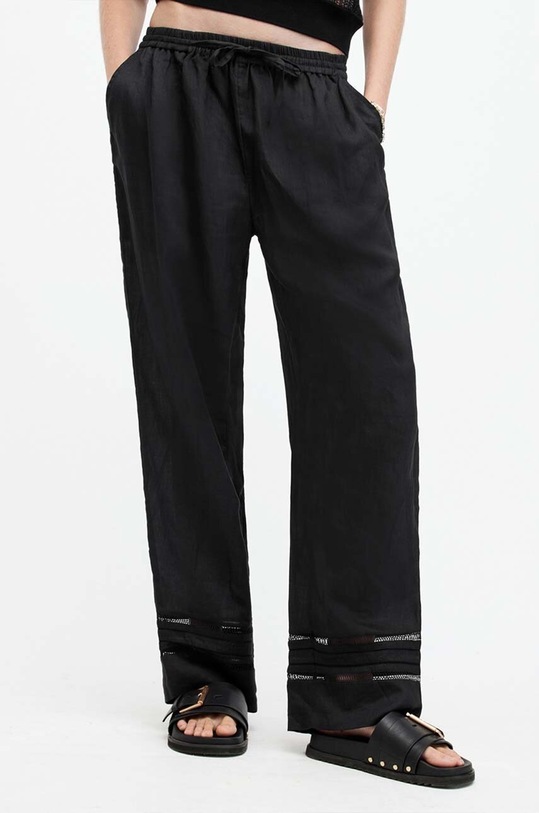AllSaints pantaloni din in JADE LINEN TROUSER W028TA negru SS24