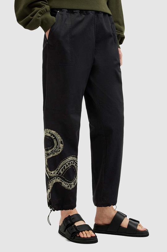 AllSaints pantaloni de bumbac YAS EMB TROUSER WP512Z negru SS24