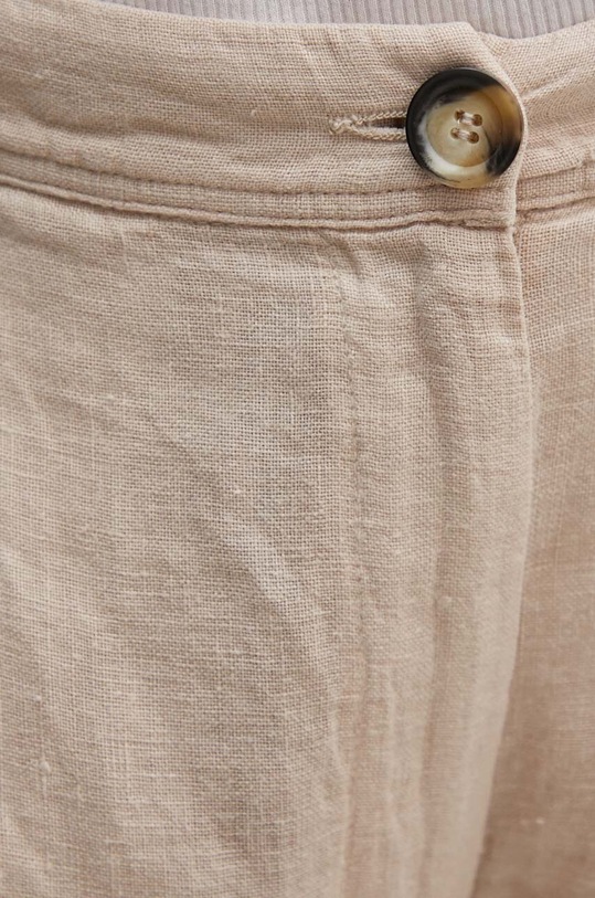 Lněné kalhoty Sisley béžová 41I4LF04E
