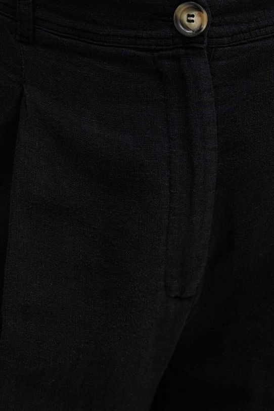 Sisley spodnie lniane czarny 41I4LF04E