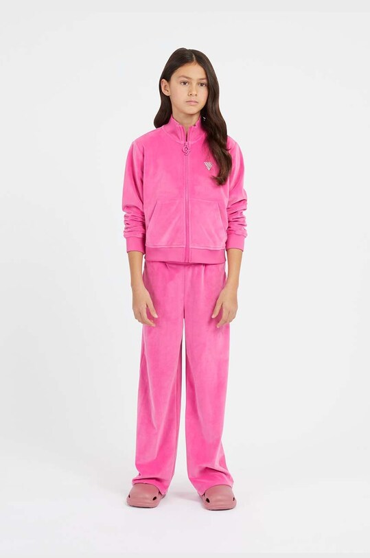 Guess pantaloni della tuta in velluto per bambini maglia rosa J4RQ16.KBXI2.PPYH