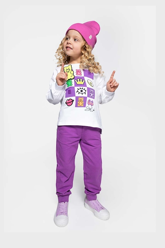 Coccodrillo spodnie dresowe dziecięce z elastanem fioletowy WC4120102JPK