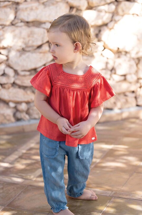 Tartine et Chocolat pantaloni din bumbac pentru bebeluși tricotaj albastru TY22021.60.74