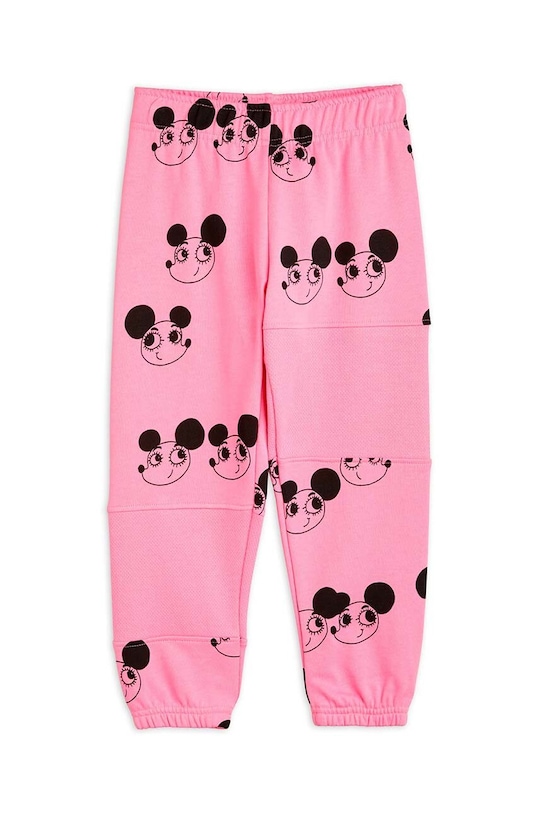 Mini Rodini spodnie dresowe bawełniane dziecięce wzorzyste różowy 2413012128