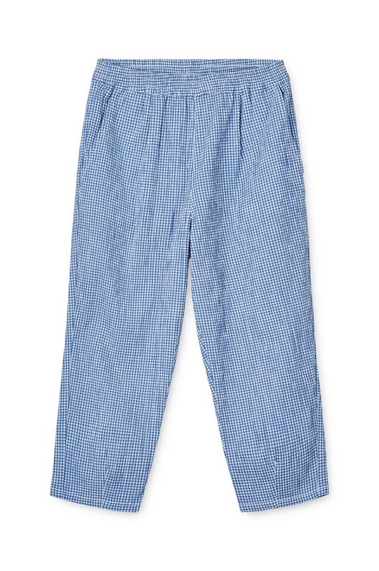 Liewood pantaloni de bumbac pentru copii Birger Seersucker Check Pants LW18768 albastru SS24