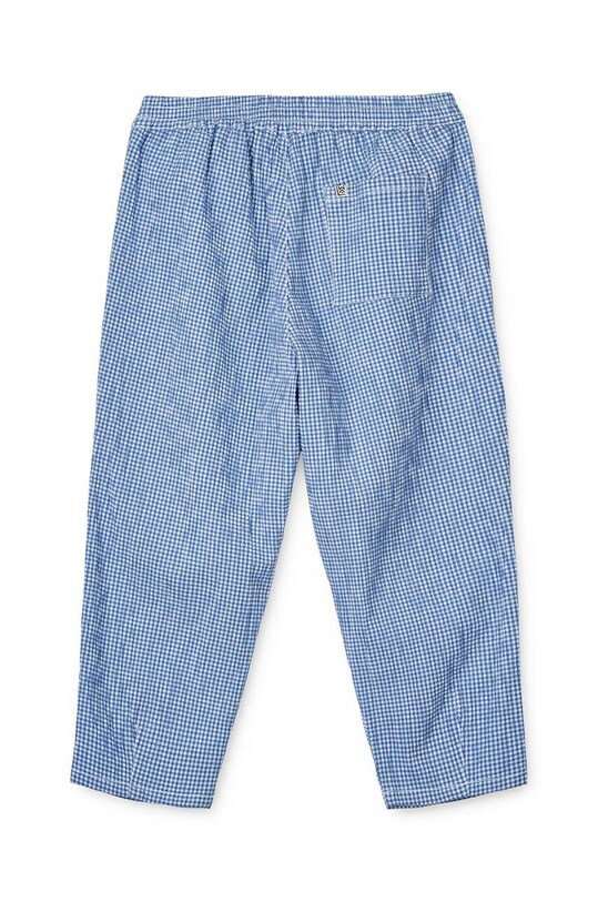Хлопчик Дитячі бавовняні штани Liewood Birger Seersucker Check Pants LW18768 блакитний