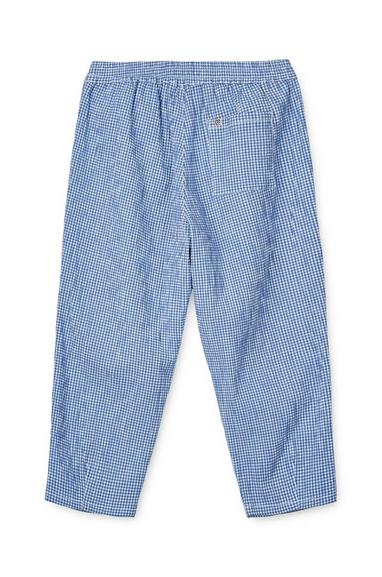 Băieți Liewood pantaloni de bumbac pentru copii Birger Seersucker Check Pants LW18768 albastru