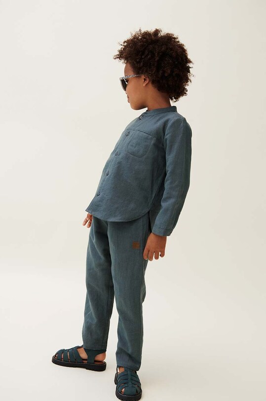 Дитячі штани з домішкою льону Liewood Orlando Linen Pants з додаванням льону блакитний LW19361