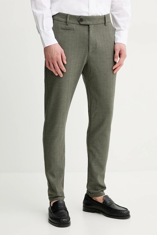 Les Deux spodnie tkanina zielony LDM501083