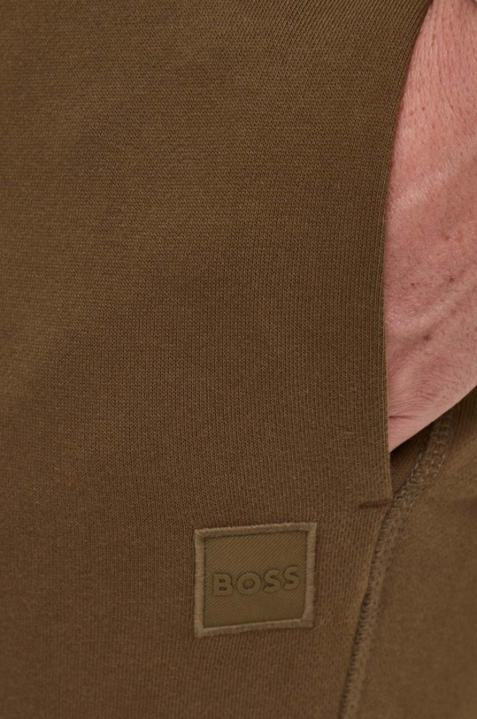 BOSS Orange spodnie dresowe bawełniane Sestart brązowy 50509303