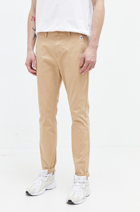 Odzież Tommy Jeans spodnie DM0DM18339 beżowy