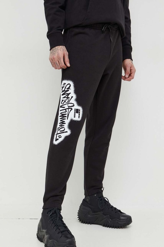 Tommy Jeans pantaloni de trening tricotaj negru DM0DM18376