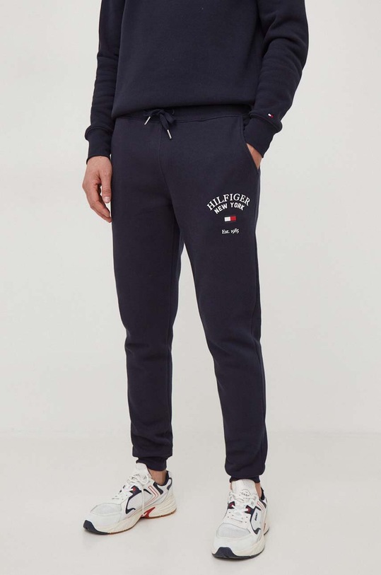 Παντελόνι φόρμας Tommy Hilfiger πλεκτό ύφασμα σκούρο μπλε MW0MW33642