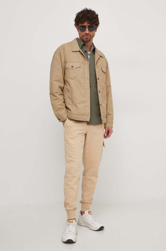 Хлопковые спортивные штаны Calvin Klein Jeans J30J324683 бежевый SS24