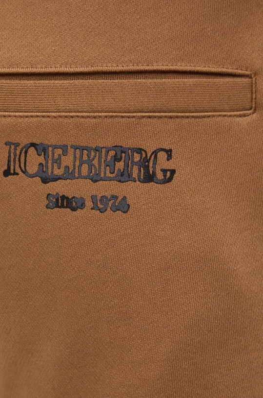 Бавовняні спортивні штани Iceberg бежевий B011.6300
