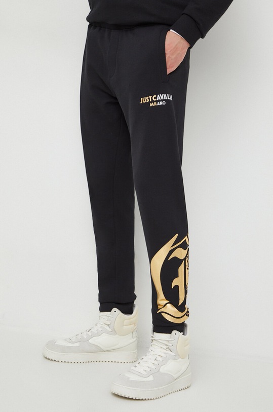 Just Cavalli pantaloni de trening din bumbac bumbac negru 76OAAG24.CF300