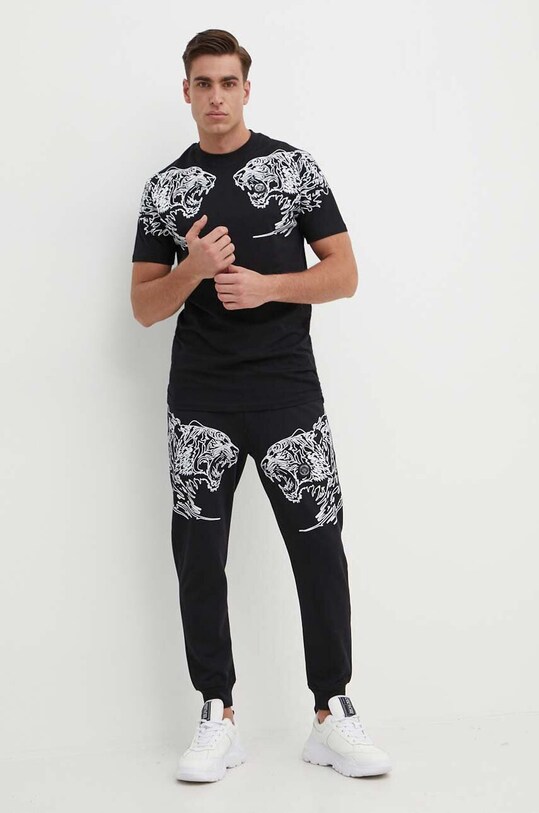 PLEIN SPORT pantaloni de trening din bumbac SADC.MJT2226.SJO001N negru SS24
