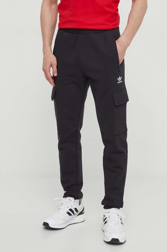 Спортен панталон adidas Originals Trefoil Essentials Cargo Pants трикотаж черен IP2755