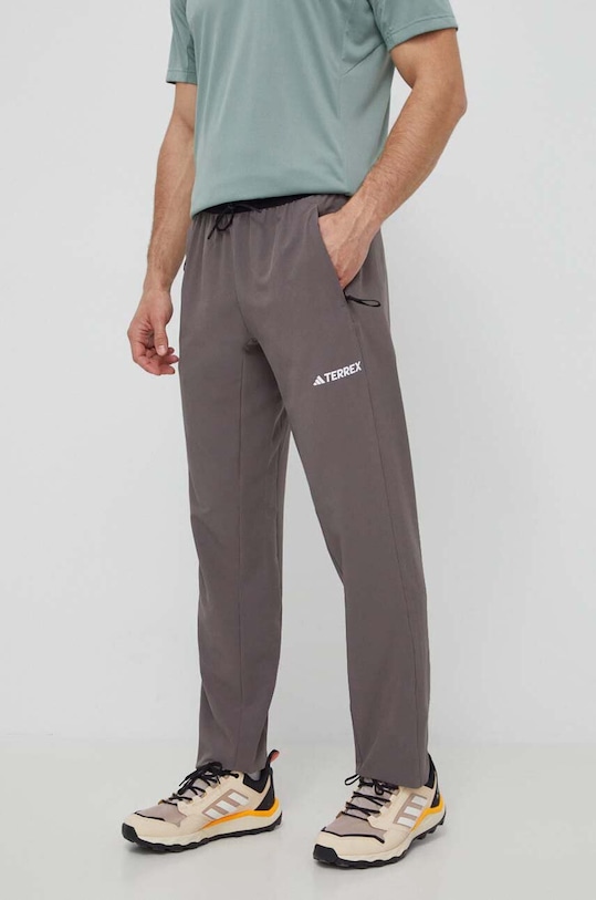 Outdoorové kalhoty adidas TERREX Liteflex látka šedá IQ3511