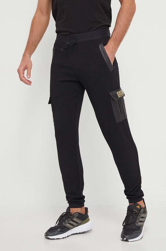 EA7 Emporio Armani spodnie dresowe z elastanem czarny 3DPP65.PJG1Z