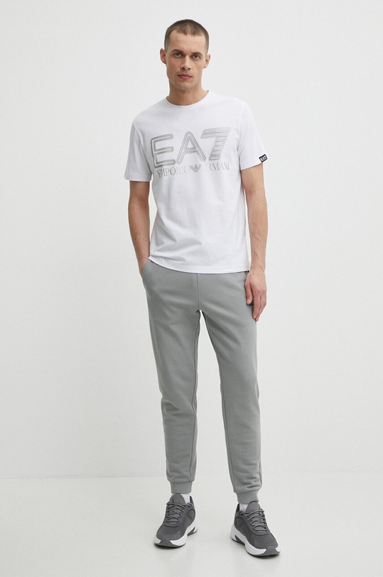 EA7 Emporio Armani spodnie dresowe bawełniane 3DPP76.PJEQZ szary SS24