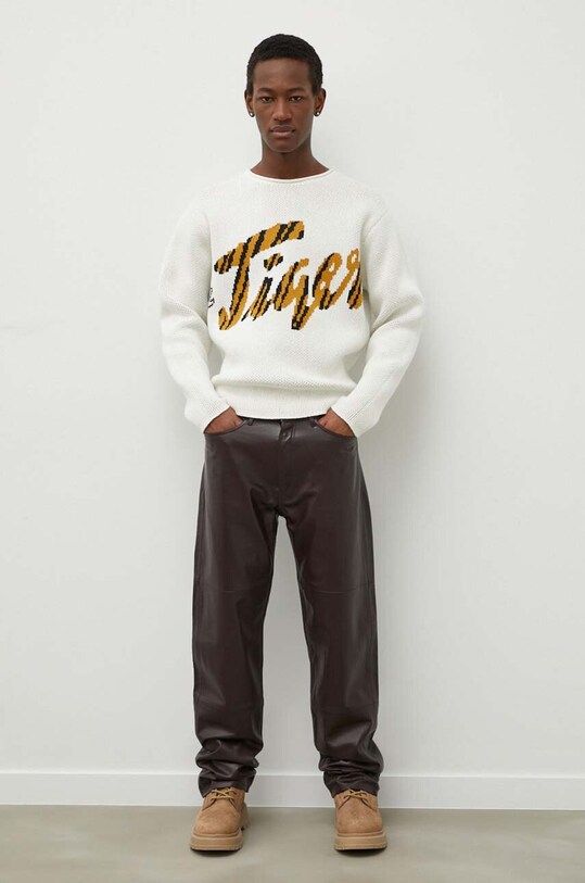 Tiger Of Sweden pantaloni de piele drept maro T72373002