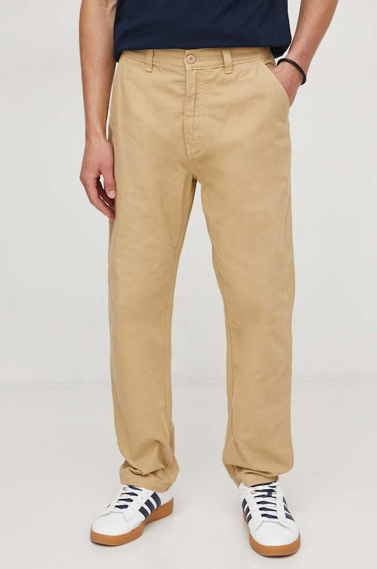 Pepe Jeans pantaloni de bumbac drept bej PM211649