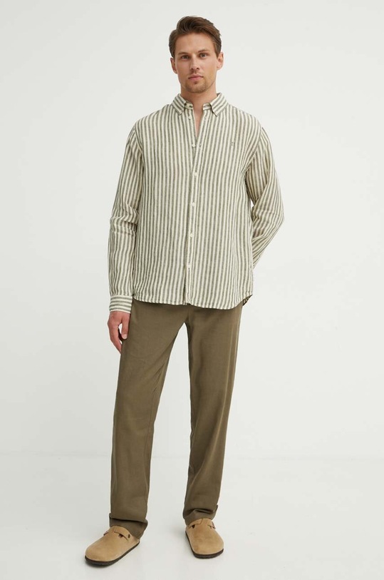 Les Deux spodnie lniane LDM510131 zielony SS24