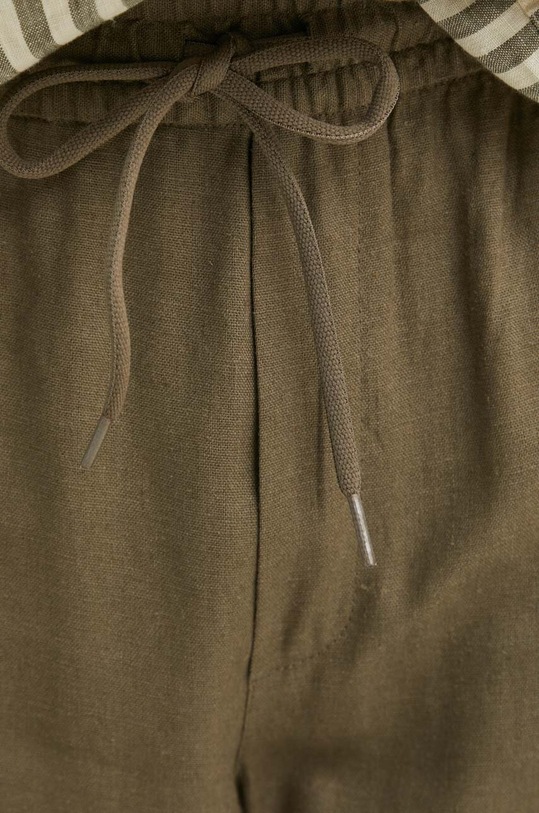 Les Deux spodnie lniane zielony LDM510131