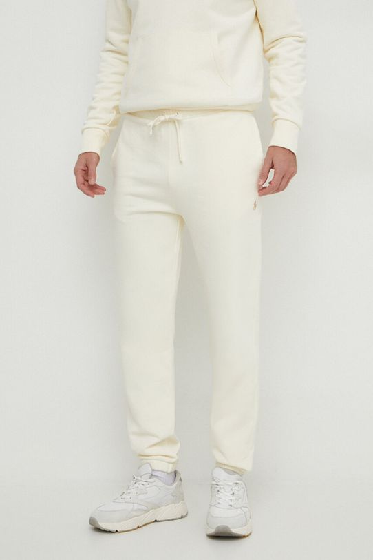 Pamučni donji dio trenirke Polo Ralph Lauren pletivo bež 710916699