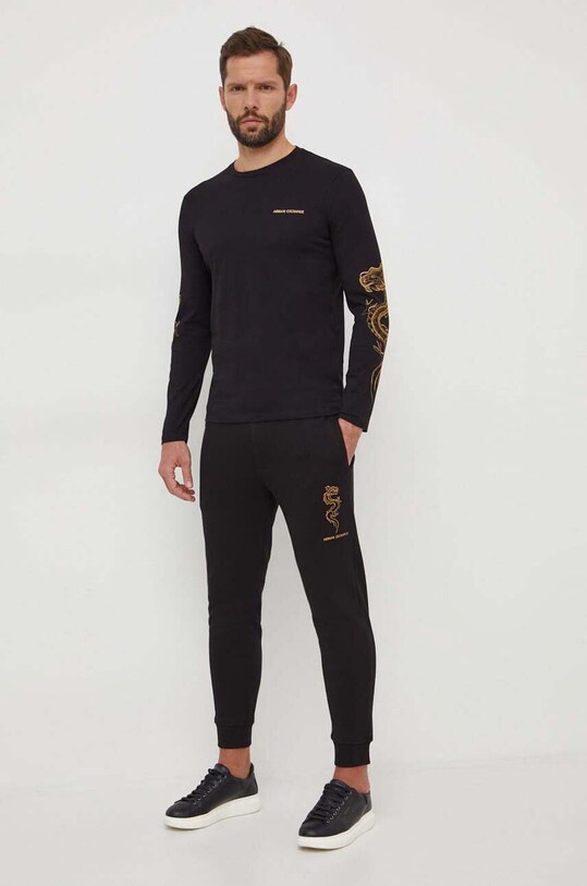 Бавовняні спортивні штани Armani Exchange 3DZPDG.ZJ4XZ чорний SS24