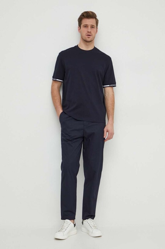 Bombažne hlače Armani Exchange 3DZPL1.ZN3CZ mornarsko modra SS24