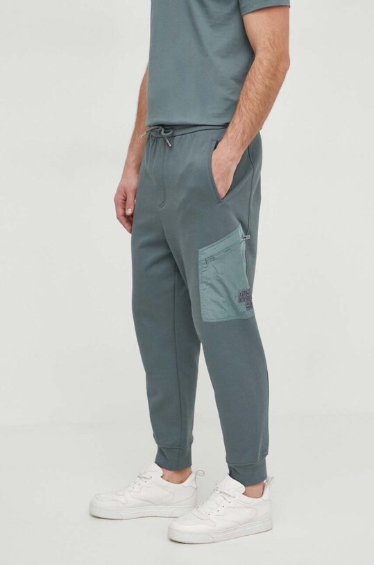 Armani Exchange pantaloni de trening din bumbac bumbac verde 3DZPLK.ZJ4XZ