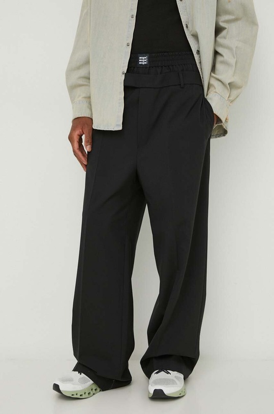 MSGM spodnie wełniane 3640MP07.247200 czarny SS24