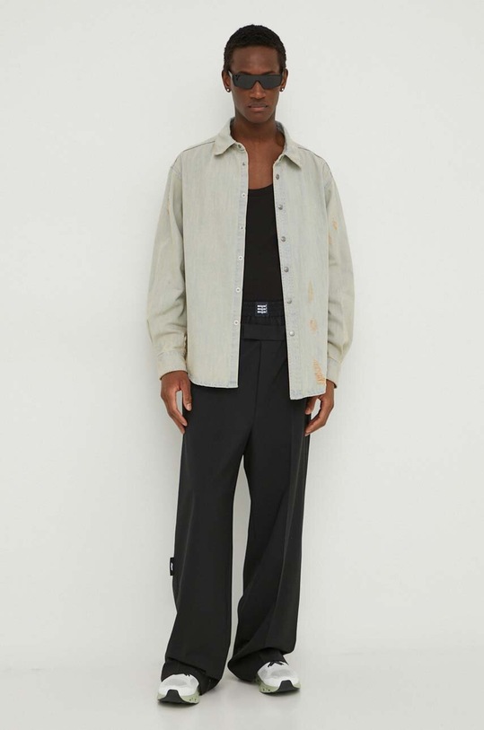 MSGM spodnie wełniane czarny 3640MP07.247200