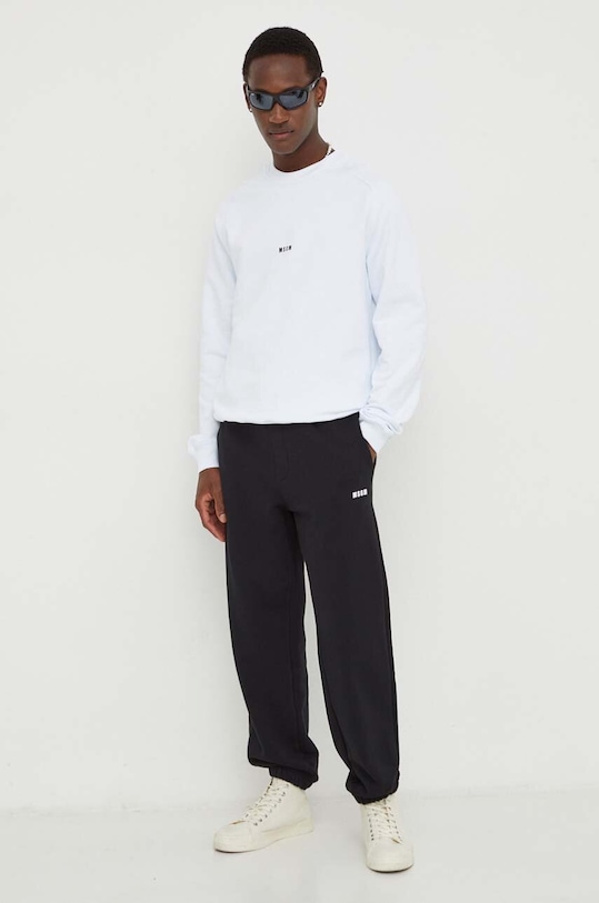 MSGM spodnie dresowe bawełniane 2000MP500.200000 czarny SS24