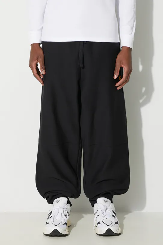 Спортен панталон Carhartt WIP American Script Jogging Pant изчистен черен I027042.89XX