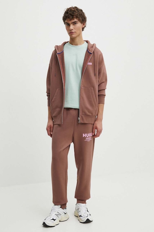 Bavlněné tepláky Hugo Blue 50510734 hnědá AW25