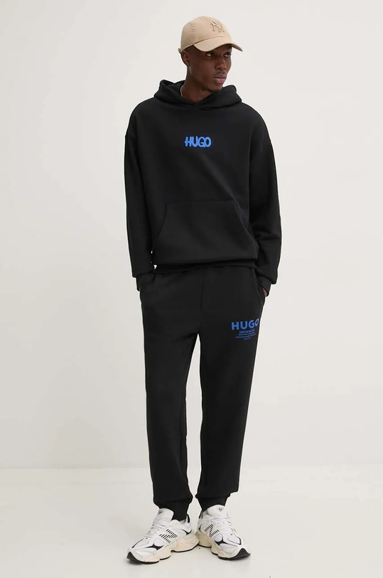 HUGO Blue spodnie dresowe bawełniane Nevez 50510734 czarny AW25