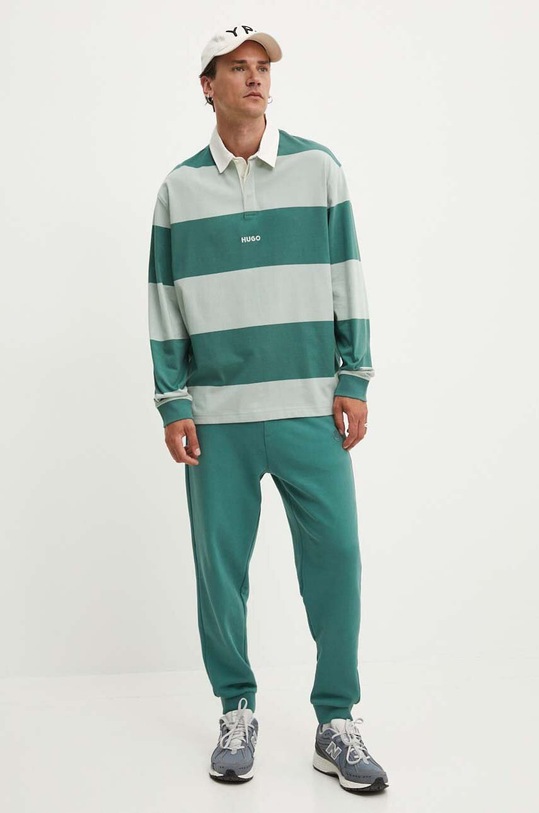 Hugo Blue pantaloni de trening din bumbac 50522360 verde AW25