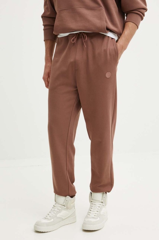 HUGO Blue spodnie dresowe bawełniane Nompio bawełna brązowy 50522360