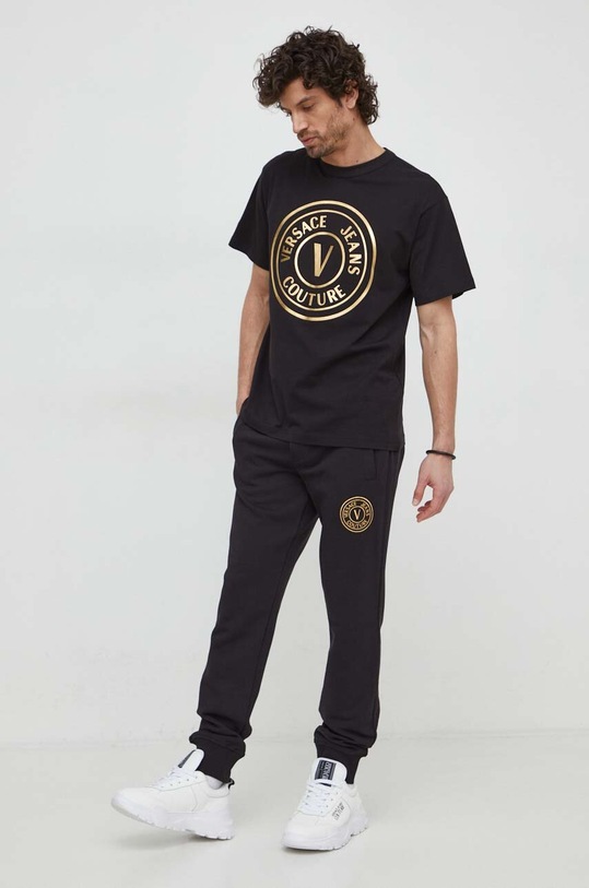 Versace Jeans Couture spodnie dresowe bawełniane 76GAAT02.CF01T czarny SS24