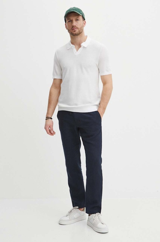 BOSS Orange spodnie lniane 50510867 granatowy SS24