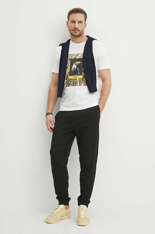 BOSS Orange spodnie dresowe bawełniane 50513379 czarny SS24