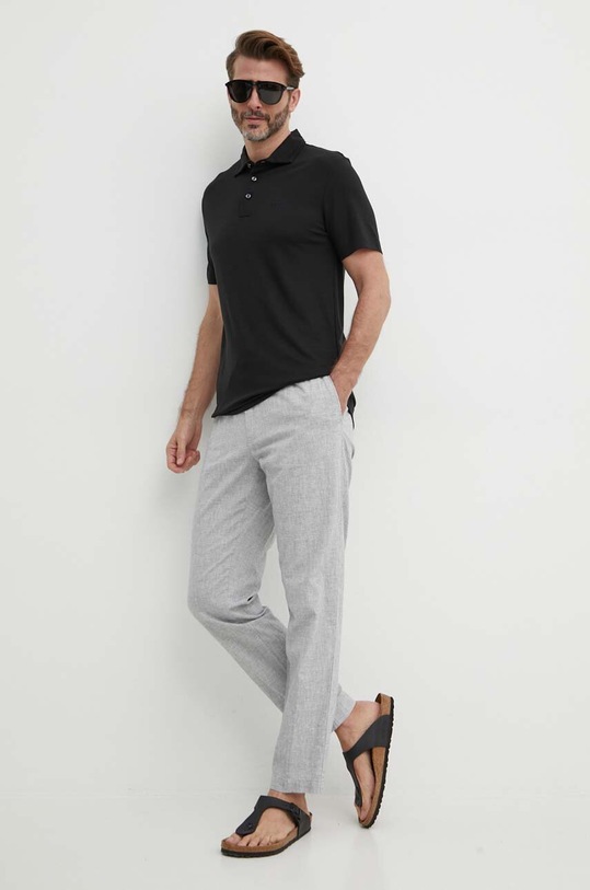 Kalhoty s příměsí lnu BOSS 50512565 šedá SS24