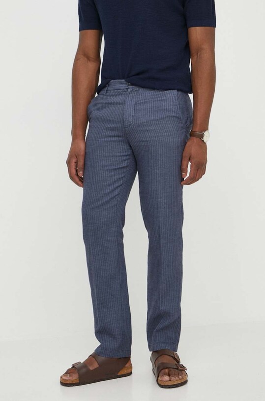 United Colors of Benetton pantaloni din in drept albastru 4UTAUF03X