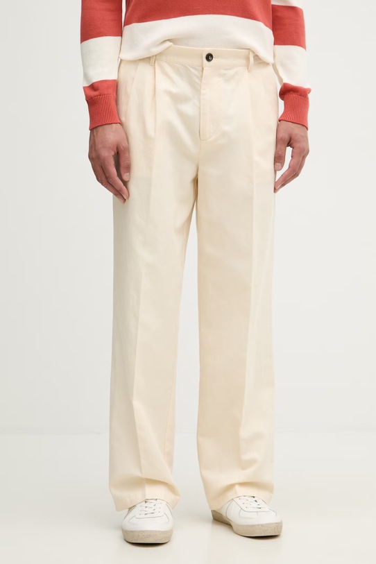 United Colors of Benetton hlače muške s dodatkom lana bež 4YQSUF041